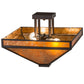 Meyda Lighting Mission 24" 2-Light Mahogany Bronze Prime Flush Mount Light With Amber Mica Shade Glass