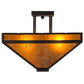 Meyda Lighting Mission 24" 2-Light Mahogany Bronze Prime Flush Mount Light With Amber Mica Shade Glass