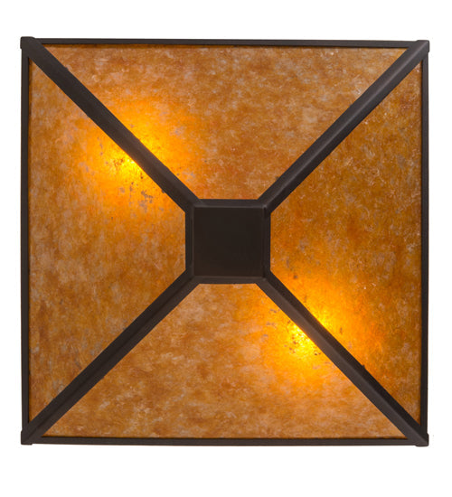 Meyda Lighting Mission 24" 2-Light Mahogany Bronze Prime Flush Mount Light With Amber Mica Shade Glass