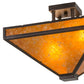 Meyda Lighting Mission 24" 2-Light Mahogany Bronze Prime Flush Mount Light With Amber Mica Shade Glass