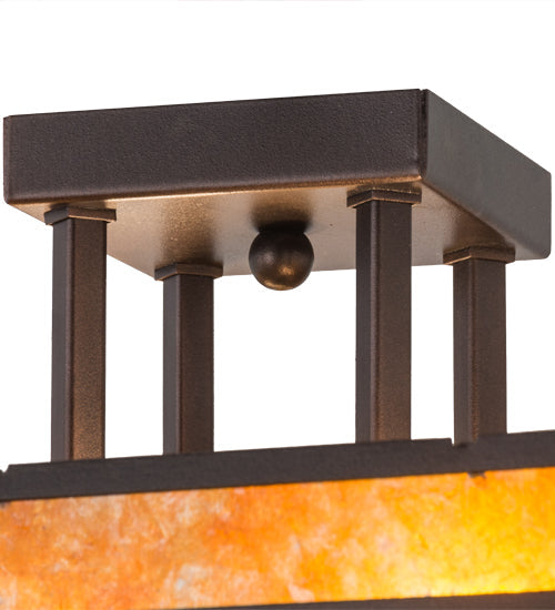 Meyda Lighting Mission 24" 2-Light Mahogany Bronze Prime Flush Mount Light With Amber Mica Shade Glass