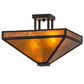 Meyda Lighting Mission 24" 2-Light Mahogany Bronze Prime Flush Mount Light With Amber Mica Shade Glass