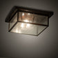 Meyda Lighting Mission 24" 3-Light Old Copper Pot Prime Flush Mount Light With Clear Seeded Shade Glass