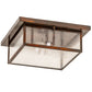Meyda Lighting Mission 24" 3-Light Old Copper Pot Prime Flush Mount Light With Clear Seeded Shade Glass
