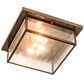 Meyda Lighting Mission 24" 3-Light Old Copper Pot Prime Flush Mount Light With Clear Seeded Shade Glass