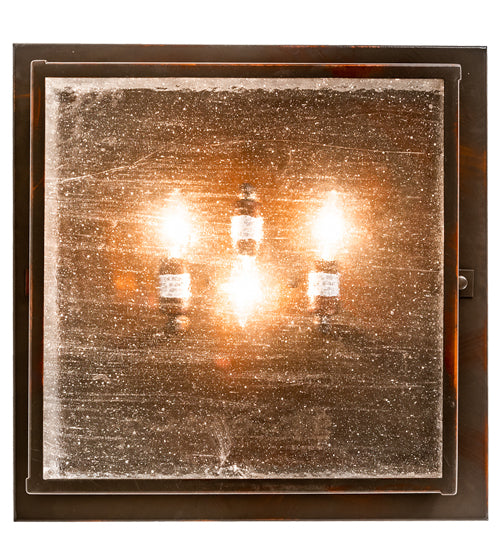 Meyda Lighting Mission 24" 3-Light Old Copper Pot Prime Flush Mount Light With Clear Seeded Shade Glass