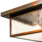 Meyda Lighting Mission 24" 3-Light Old Copper Pot Prime Flush Mount Light With Clear Seeded Shade Glass
