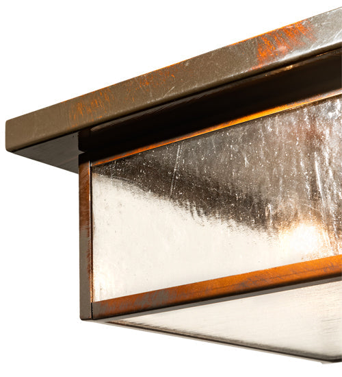 Meyda Lighting Mission 24" 3-Light Old Copper Pot Prime Flush Mount Light With Clear Seeded Shade Glass
