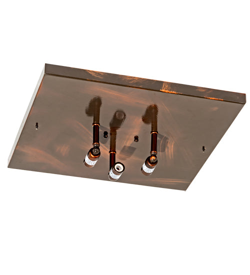 Meyda Lighting Mission 24" 3-Light Old Copper Pot Prime Flush Mount Light With Clear Seeded Shade Glass
