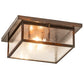 Meyda Lighting Mission 24" 3-Light Old Copper Pot Prime Flush Mount Light With Clear Seeded Shade Glass