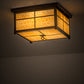 Meyda Lighting Mission 24" 4-Light Antique Copper Flush Mount Light With Beige Art Shade Glass