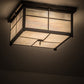 Meyda Lighting Mission 24" 4-Light Timeless Bronze Flush Mount Light With White Iridescent Art Shade Glass