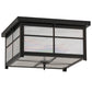 Meyda Lighting Mission 24" 4-Light Timeless Bronze Flush Mount Light With White Iridescent Art Shade Glass