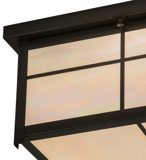 Meyda Lighting Mission 24" 4-Light Timeless Bronze Flush Mount Light With White Iridescent Art Shade Glass