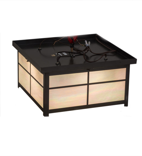 Meyda Lighting Mission 24" 4-Light Timeless Bronze Flush Mount Light With White Iridescent Art Shade Glass