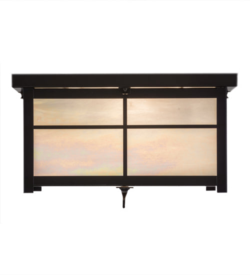 Meyda Lighting Mission 24" 4-Light Timeless Bronze Flush Mount Light With White Iridescent Art Shade Glass