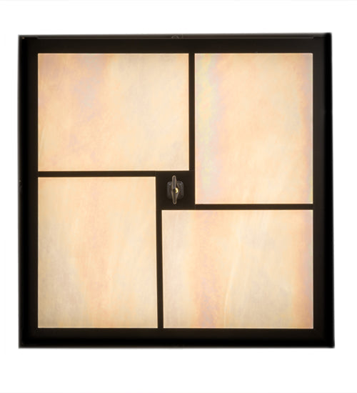 Meyda Lighting Mission 24" 4-Light Timeless Bronze Flush Mount Light With White Iridescent Art Shade Glass