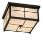 Meyda Lighting Mission 24" 4-Light Timeless Bronze Flush Mount Light With White Iridescent Art Shade Glass