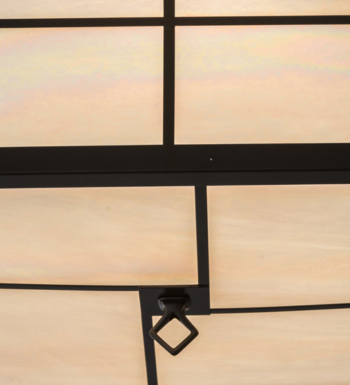 Meyda Lighting Mission 24" 4-Light Timeless Bronze Flush Mount Light With White Iridescent Art Shade Glass