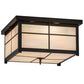 Meyda Lighting Mission 24" 4-Light Timeless Bronze Flush Mount Light With White Iridescent Art Shade Glass