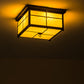 Meyda Lighting Mission 24" 4-Light Transparent Copper Flush Mount Light With Beige Art Shade Glass