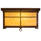 Meyda Lighting Mission 24" 4-Light Transparent Copper Flush Mount Light With Beige Art Shade Glass