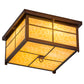 Meyda Lighting Mission 24" 4-Light Transparent Copper Flush Mount Light With Beige Art Shade Glass