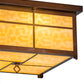 Meyda Lighting Mission 24" 4-Light Transparent Copper Flush Mount Light With Beige Art Shade Glass