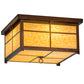 Meyda Lighting Mission 24" 4-Light Transparent Copper Flush Mount Light With Beige Art Shade Glass