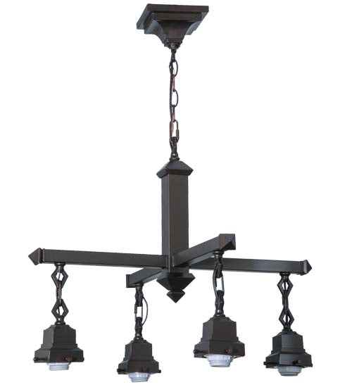 Meyda Lighting Mission 25" 4-Light Mahogany Bronze Chandelier Hardware