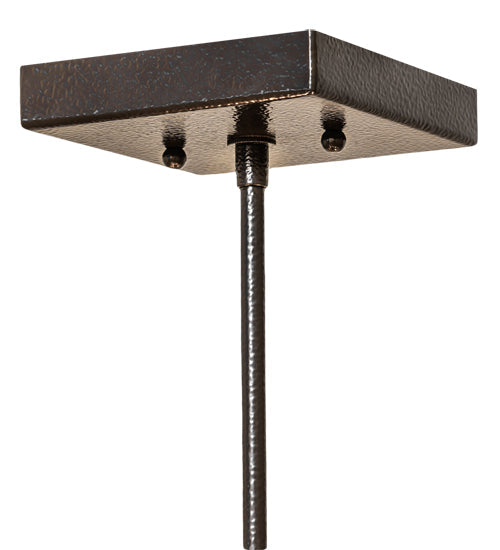 Meyda Lighting Mission 25" 4-Light Timeless Bronze Vein Semi-flush Mount Light With Red & Silver Mica Shade Glass