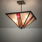 Meyda Lighting Mission 25" 4-Light Timeless Bronze Vein Semi-flush Mount Light With Red & Silver Mica Shade Glass