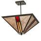 Meyda Lighting Mission 25" 4-Light Timeless Bronze Vein Semi-flush Mount Light With Red & Silver Mica Shade Glass