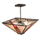 Meyda Lighting Mission 25" 4-Light Timeless Bronze Vein Semi-flush Mount Light With Red & Silver Mica Shade Glass