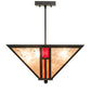 Meyda Lighting Mission 25" 4-Light Timeless Bronze Vein Semi-flush Mount Light With Red & Silver Mica Shade Glass