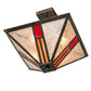 Meyda Lighting Mission 25" 4-Light Timeless Bronze Vein Semi-flush Mount Light With Red & Silver Mica Shade Glass