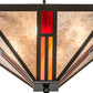 Meyda Lighting Mission 25" 4-Light Timeless Bronze Vein Semi-flush Mount Light With Red & Silver Mica Shade Glass