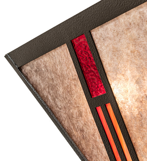 Meyda Lighting Mission 25" 4-Light Timeless Bronze Vein Semi-flush Mount Light With Red & Silver Mica Shade Glass