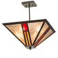 Meyda Lighting Mission 25" 4-Light Timeless Bronze Vein Semi-flush Mount Light With Red & Silver Mica Shade Glass