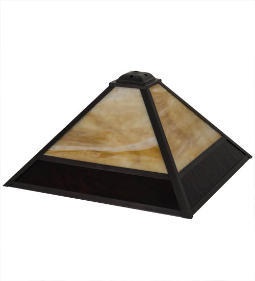 Meyda Lighting Mission 25" Craftsman Brown Frame With Beige & Burgundy Shade Glass