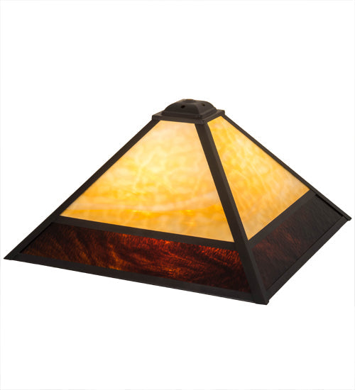 Meyda Lighting Mission 25" Craftsman Brown Frame With Beige & Burgundy Shade Glass