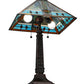 Meyda Lighting Mission 26" 2-Light Mahogany Bronze Rose Table Lamp With Multi-Colored Shade Glass