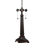 Meyda Lighting Mission 26" 2-Light Mahogany Bronze Rose Table Lamp With Multi-Colored Shade Glass