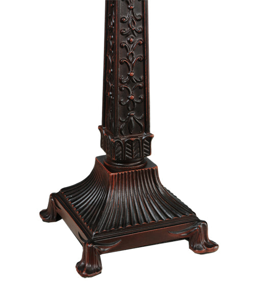 Meyda Lighting Mission 26" 2-Light Mahogany Bronze Rose Table Lamp With Multi-Colored Shade Glass