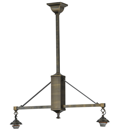 Meyda Lighting Mission 28" 2-Light Antique Brass Island Pendant Light Hardware