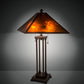 Meyda Lighting Mission 28" 2-Light Mahogany Bronze Prime Table Lamp With Amber Mica Shade Glass