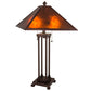 Meyda Lighting Mission 28" 2-Light Mahogany Bronze Prime Table Lamp With Amber Mica Shade Glass