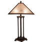 Meyda Lighting Mission 28" 2-Light Mahogany Bronze Prime Table Lamp With Silver Mica Shade Glass