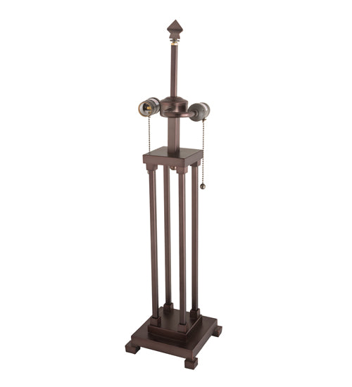 Meyda Lighting Mission 28" 2-Light Mahogany Bronze Prime Table Lamp With Silver Mica Shade Glass