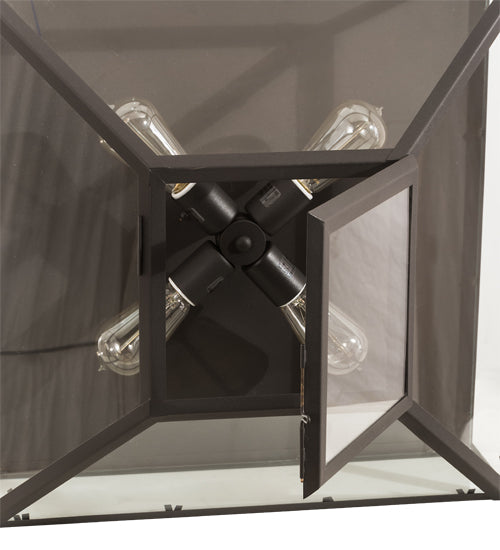 Meyda Lighting Mission 28" 4-Light Wrought Iron Prime Flush Mount Light With Clear Shade Glass